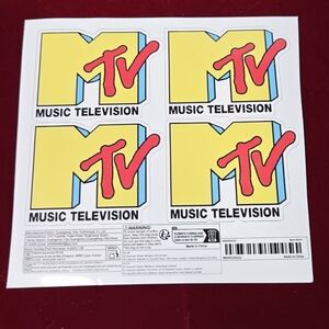 MTV Music Television Vinyl Stickers Yellow Red Retro Y2K Waterproof Decals 4pc